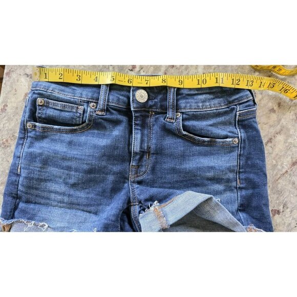 American Eagle Shortie Jean Shorts Super Stretch Womens Size 2 Raw Hem Cowgirl - Picture 4 of 10